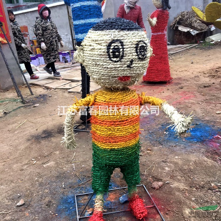 稻草人雕塑 稻草人工藝品 草繩草簾稻草編織藝術品草編藝術