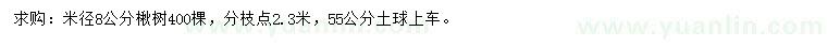 求購米徑8公分楸樹