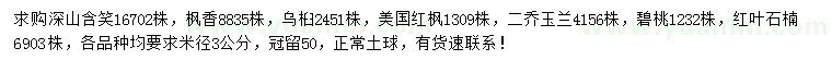 求購深山含笑、楓香、烏桕等