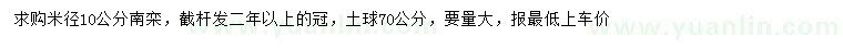 求購(gòu)米徑10公分南欒