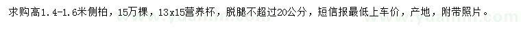求購(gòu)高1.4-1.6米側(cè)柏