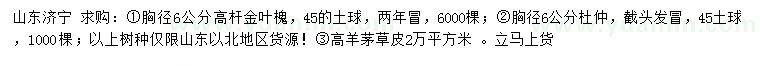 求購高桿金葉槐、杜仲、高羊茅