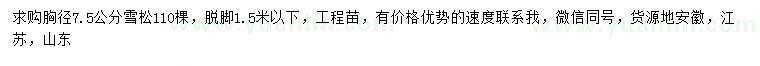 求購胸徑7.5公分雪松