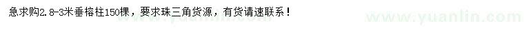 求購2.8-3米垂榕柱