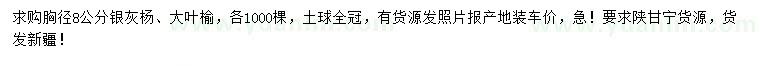 求購(gòu)胸徑8公分銀灰楊、大葉榆