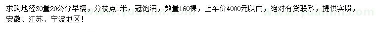 求購地徑30量20公分早櫻