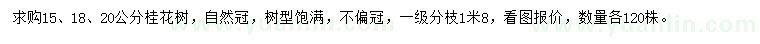 求購15、18、20公分桂花