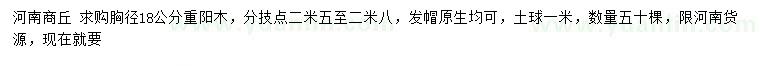 求購胸徑18公分重陽木