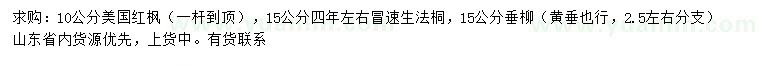求購美國紅楓、速生法桐、垂柳