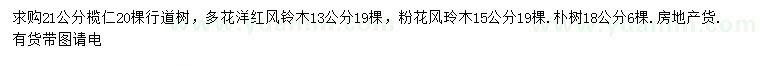 求購欖仁、洋紅風鈴木、粉花風鈴木等