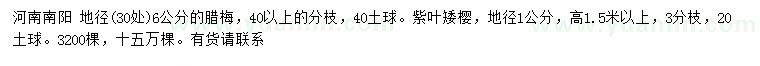 求購(gòu)地徑30量6公分臘梅、1公分紫葉矮櫻