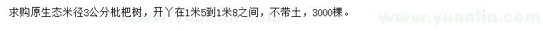 求購(gòu)米徑3公分枇杷