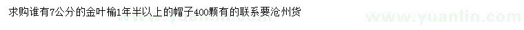 求購7公分金葉榆