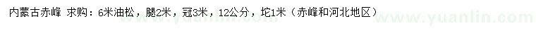 求購(gòu)6米油松
