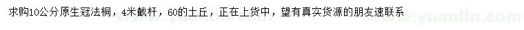 求購10公分冠法桐，