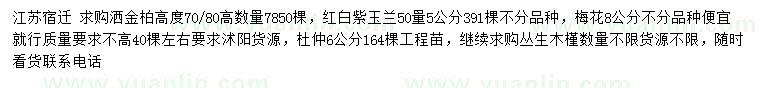 求購高70、80公分灑金柏、50量5公分紅白紫玉蘭