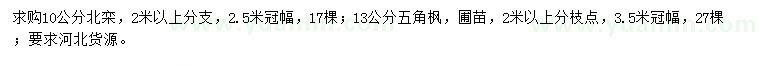 求購10公分北欒、13公分五角楓