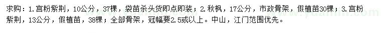 求購10、13公分宮粉紫荊、17公分秋楓