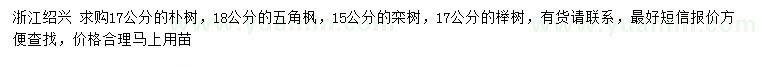 求購樸樹、五角楓、欒樹等