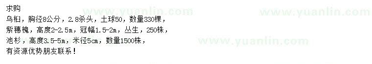 求購烏桕、紫穗槐、池杉