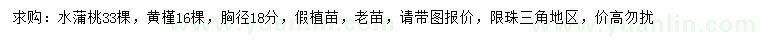 求購胸徑18公分水蒲桃、黃槿