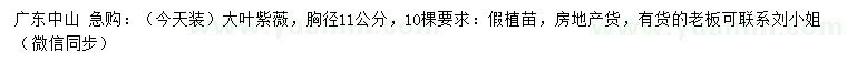 求購胸徑11公分大葉紫薇