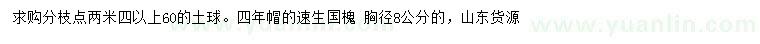 求購 胸徑8公分速生國槐