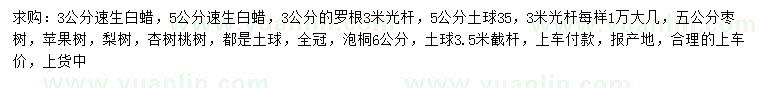求購速生白蠟、棗樹、蘋果樹等