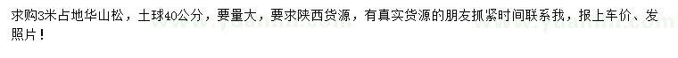 求購3米華山松