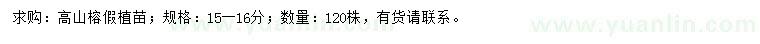 求購15-16公分高山榕