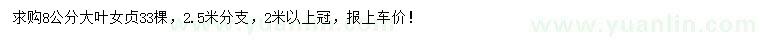 求購8公分大葉女貞