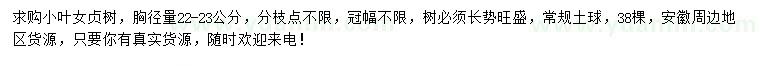 求購(gòu)胸徑22-23公分小葉女貞