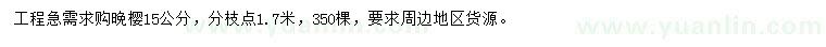 求購15公分晚櫻