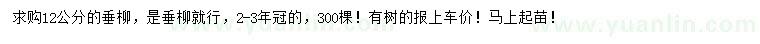 求購12公分垂柳