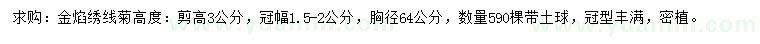 求購(gòu)冠幅1.5-2公分金焰繡線菊