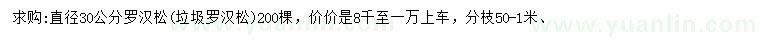 求購直徑30公分羅漢松