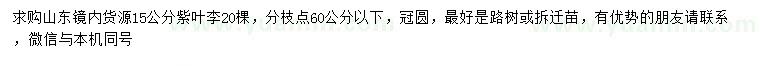 求購(gòu)15公分紫葉李