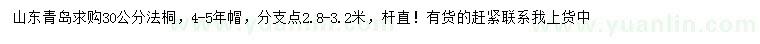 求購30公分法桐