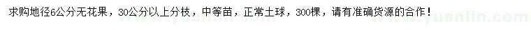 求購地徑6公分無花果