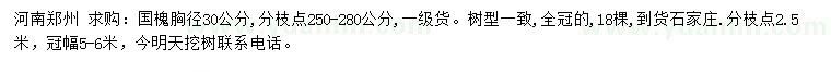 求購(gòu)胸徑30公分國(guó)槐