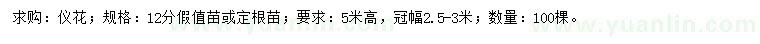 求購高5米儀花