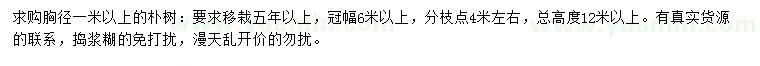 求購胸徑1米以上樸樹