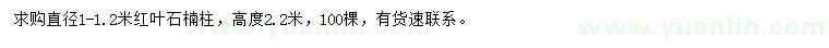 求購直徑1-1.2米紅葉石楠