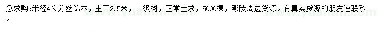 求購米徑4公分絲綿木