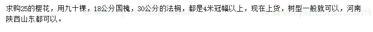 求購櫻花、國槐、法桐