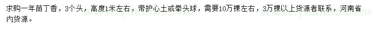 求購高1米左右丁香