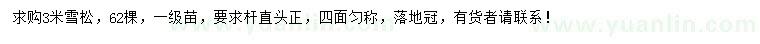 求購(gòu)3米雪松