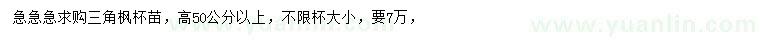 求購高50公分以上三角楓