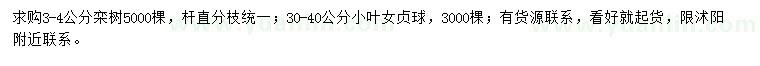 求購(gòu)3-4公分欒樹(shù)、30-40公分小葉女貞球