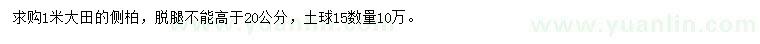求購(gòu)1米側(cè)柏